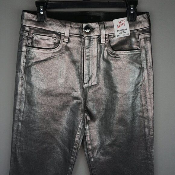 New Joe's Jeans Hi (rise) Honey Curvy Coated Bootcut Jeans in Gunmetal size 29 - Picture 3 of 16